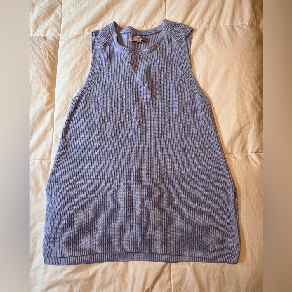 Women’s LOFT Periwinkle Ribbed Crew Neck Tunic Tank Size XL